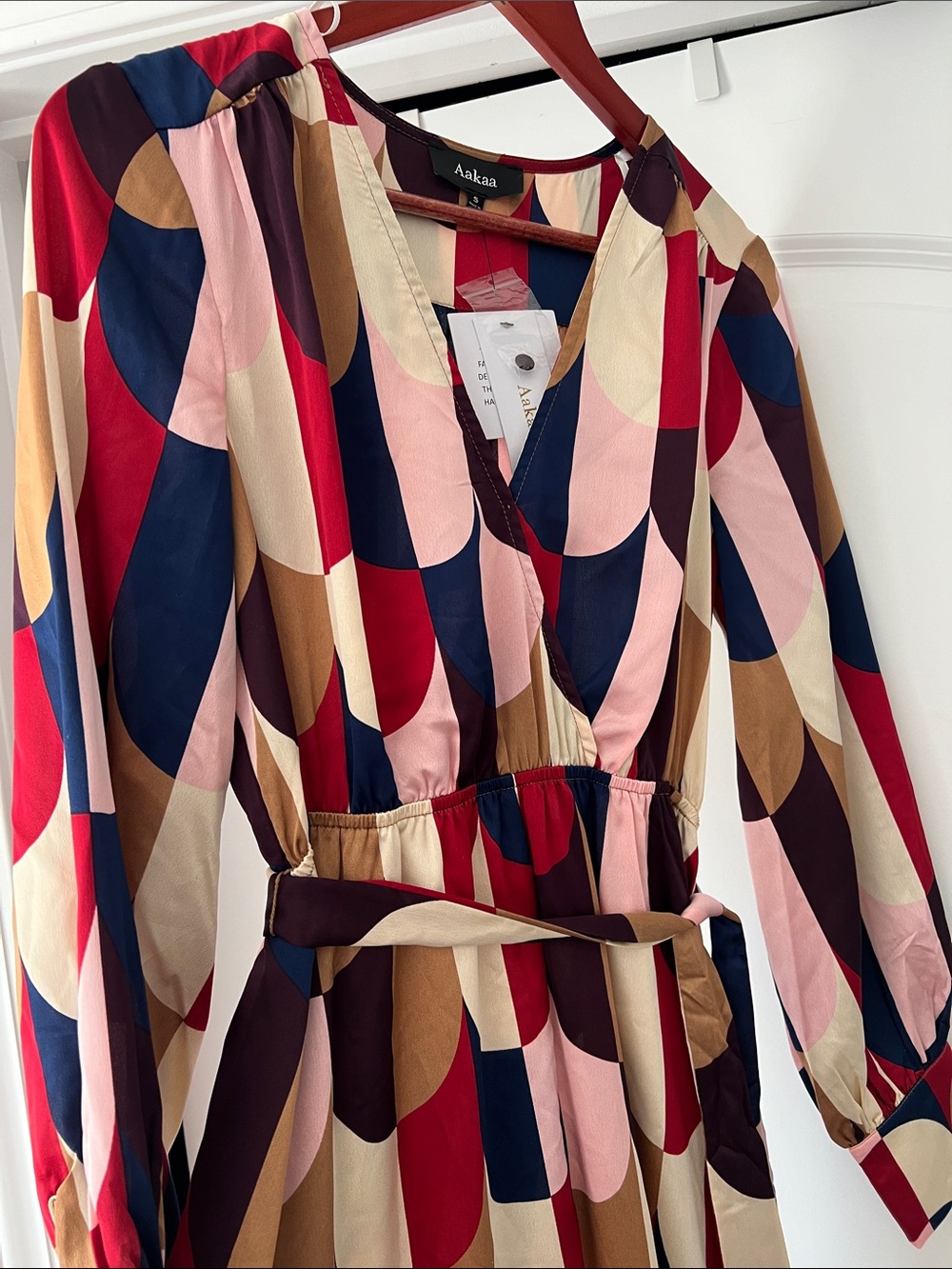 Anthropologie Multicolor Geometric Long Sleeve Maxi Dress